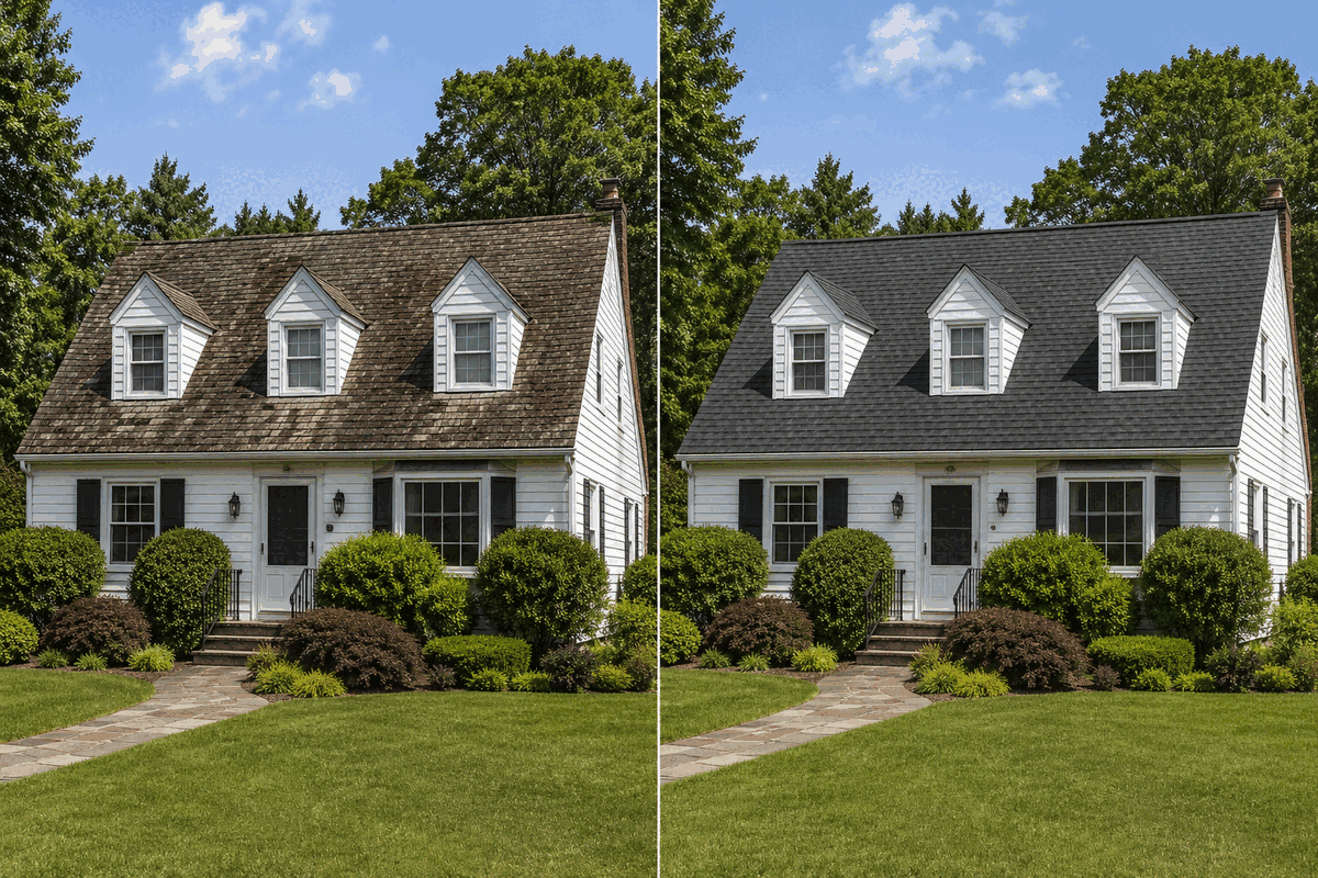 Sample before and after roof replacement
